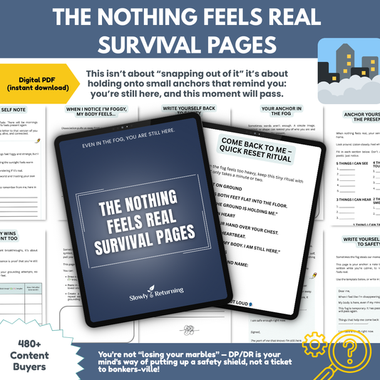 “The Nothing Feels Real Survival Pages” - A Grounding Journal for Dissociation, Fog, and Derealization.