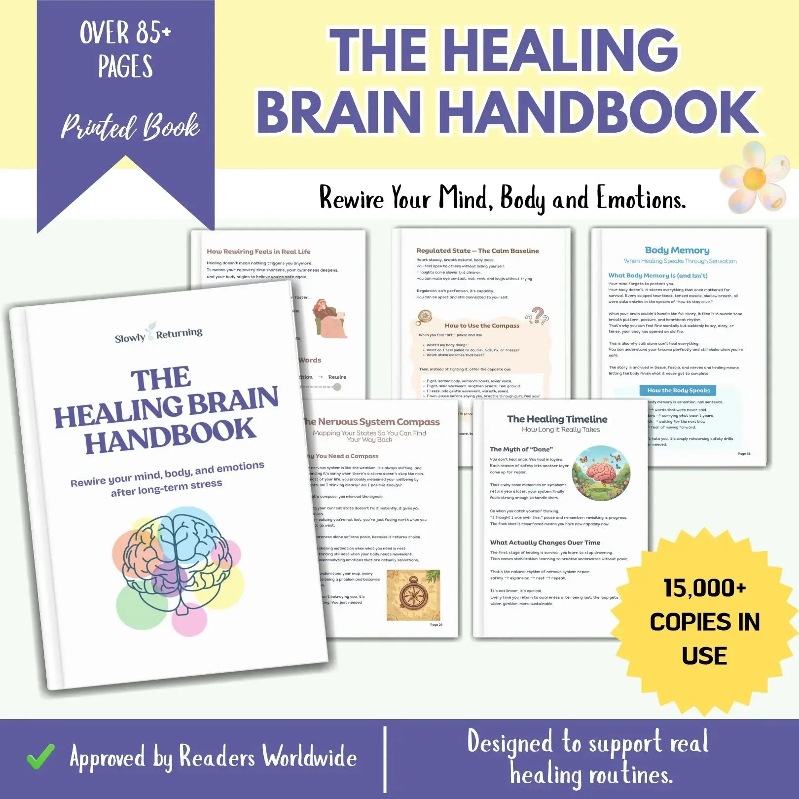 The Healing Brain Handbook - 85+ Pages Designed To Support Real Healing Routines. My Store
